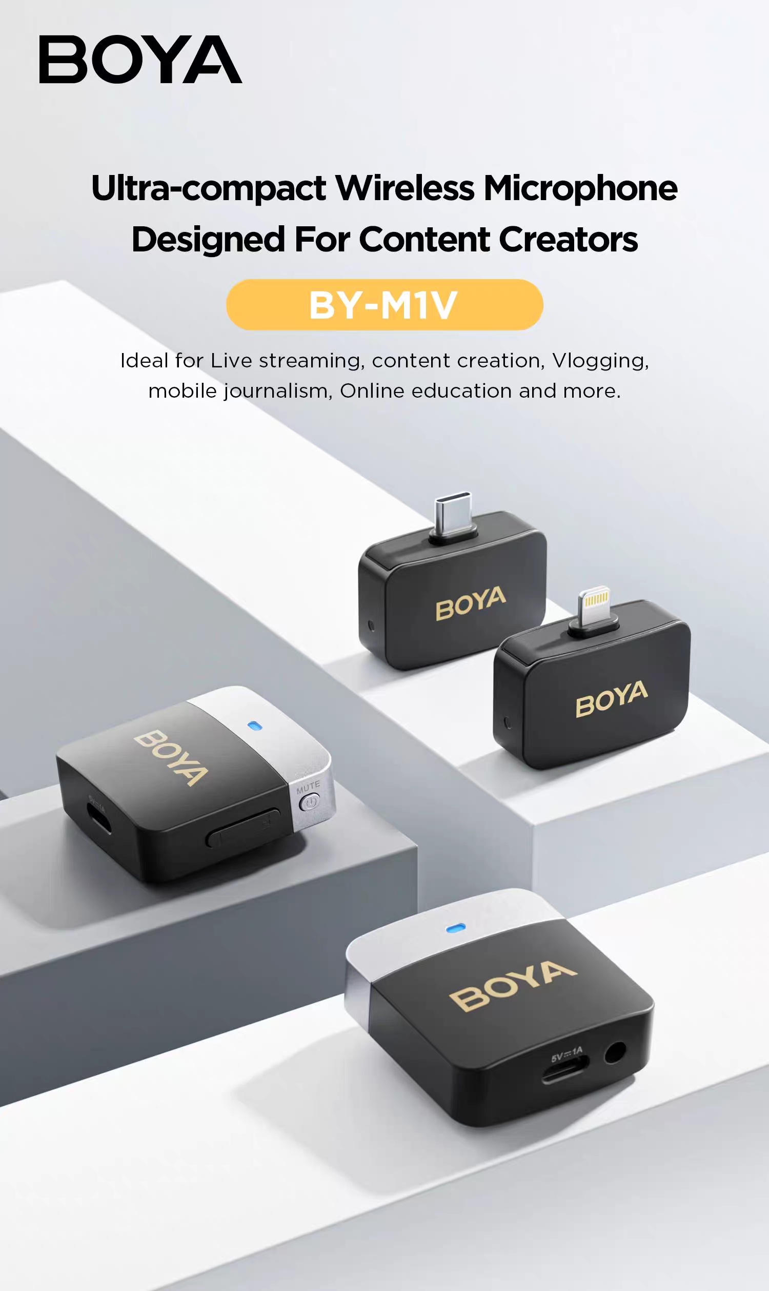 BOYA BY‑M1V Series – 2.4GHz Dual‑Channel Wireless Lavalier Microphone - Image 2