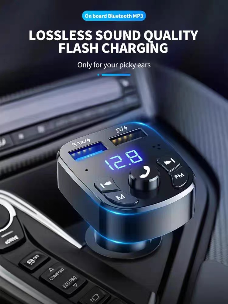 Car Mp3 Player Dual Usb Fast Charger Fm Bluetooth Receiver B - Image 2