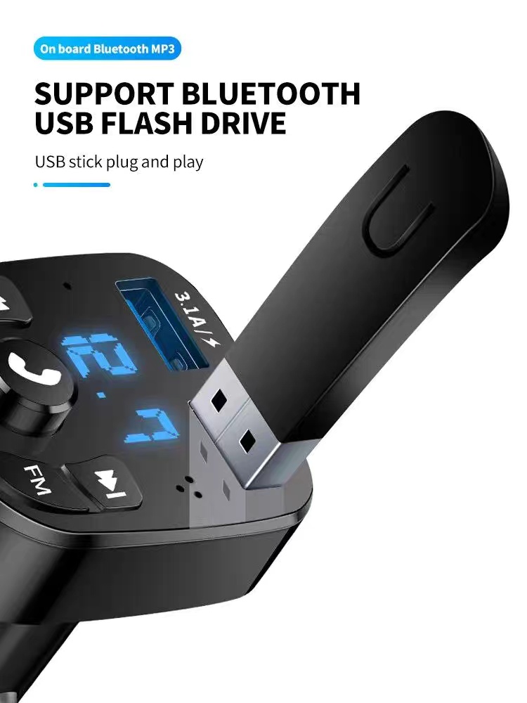 Car Mp3 Player Dual Usb Fast Charger Fm Bluetooth Receiver B - Image 4