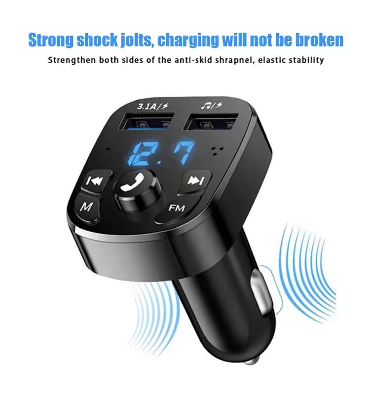 Car Mp3 Player Dual Usb Fast Charger Fm Bluetooth Receiver B - Image 5