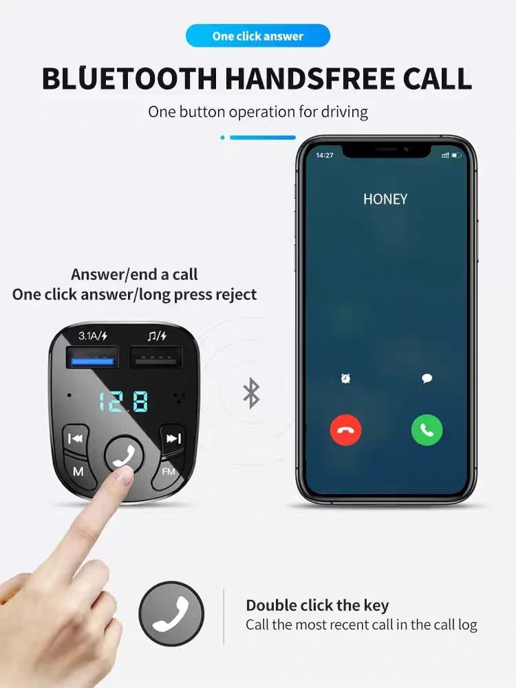 Car Mp3 Player Dual Usb Fast Charger Fm Bluetooth Receiver B - Image 7
