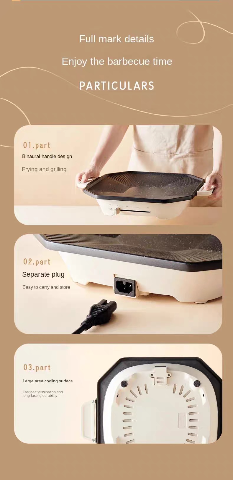 220V Electric Grill Pan – Smokeless Household BBQ Plate - Image 10