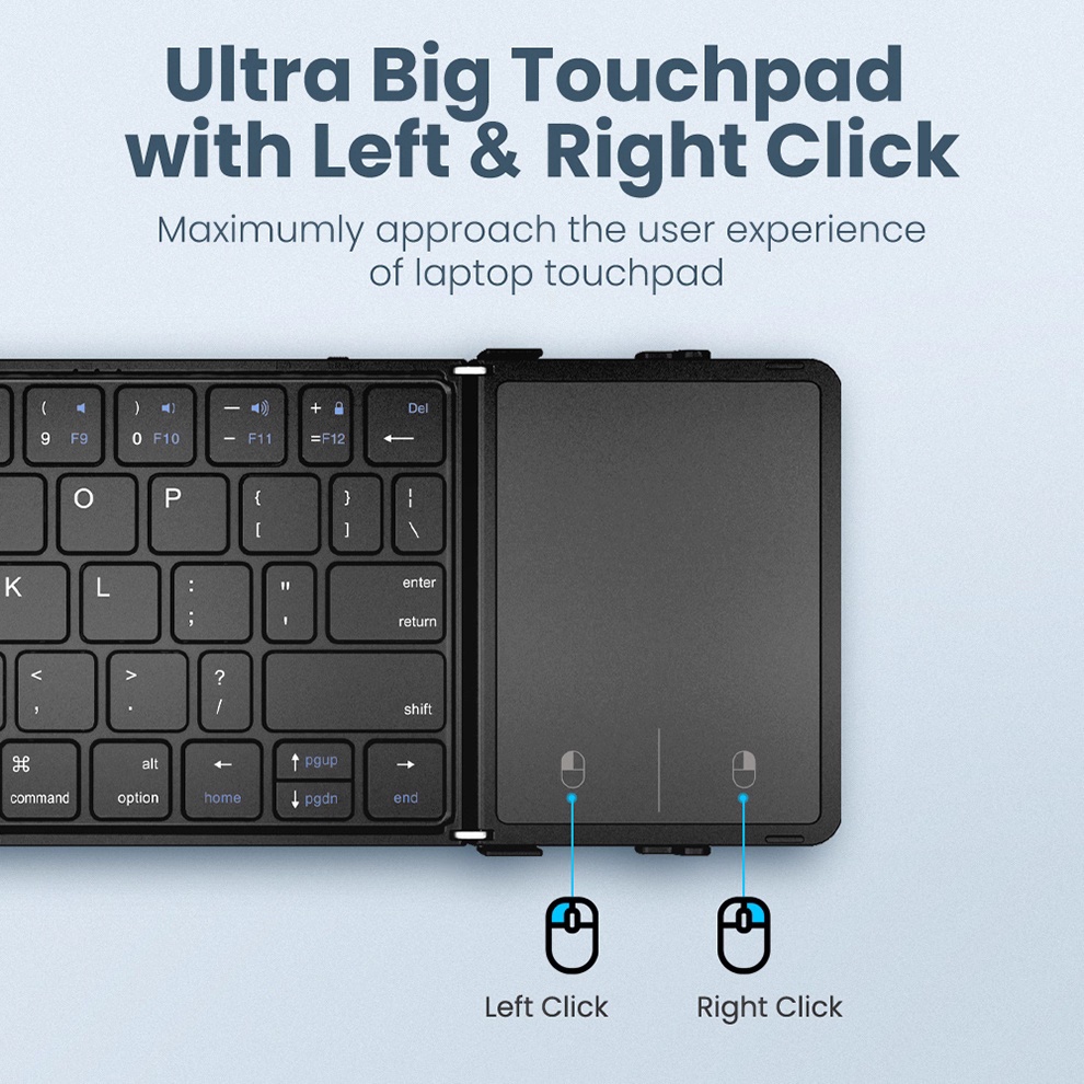 Folding Bluetooth Keyboard with Touchpad – Wireless & Portable with PU Leather Cover - Image 4