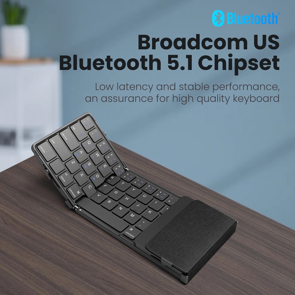 Folding Bluetooth Keyboard with Touchpad – Wireless & Portable with PU Leather Cover - Image 5