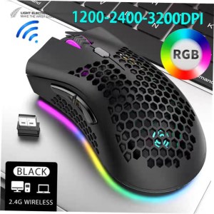 2.4G Wireless RGB Gaming Mouse – Honeycomb Design, Rechargeable