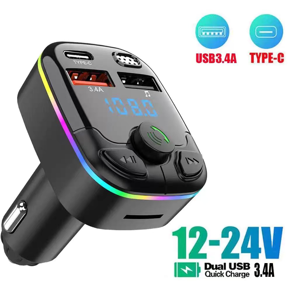 Bluetooth 5.0 Car FM Transmitter β PD Type-C, Dual USB, Ambient Light - Image 6
