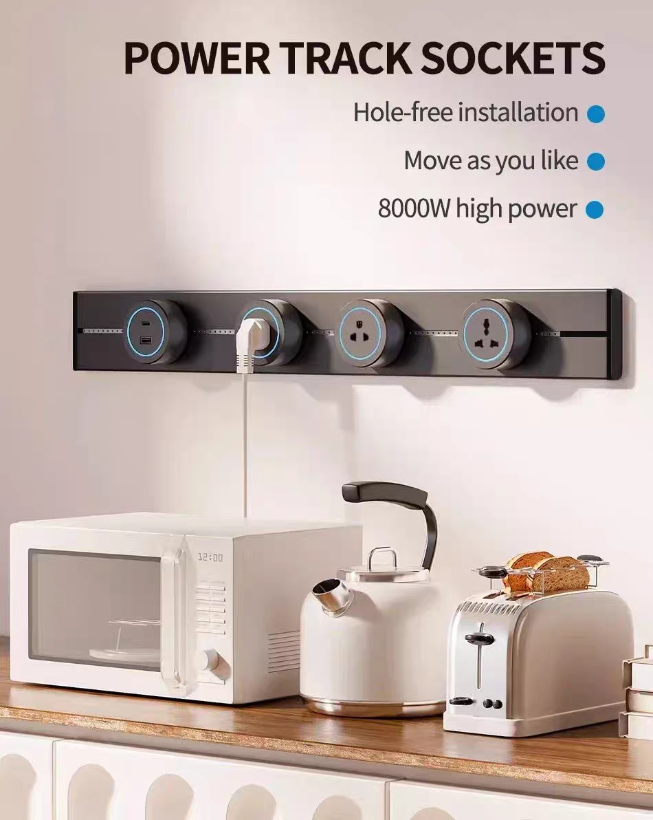 5 Pcs Movable Track Socket – Smart Sliding Power Strip for Home & Office | Modular Design with USB & Plug Outlets - Image 2