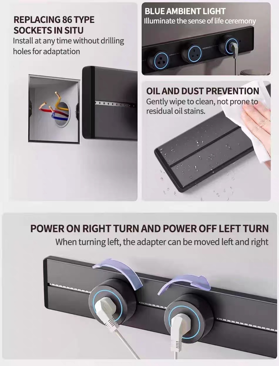 5 Pcs Movable Track Socket – Smart Sliding Power Strip for Home & Office | Modular Design with USB & Plug Outlets - Image 3